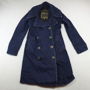 Denim & Supply Ralph‎ Lauren Pea Coat Petite XS Blue Jean Nautica Buttons Flaw